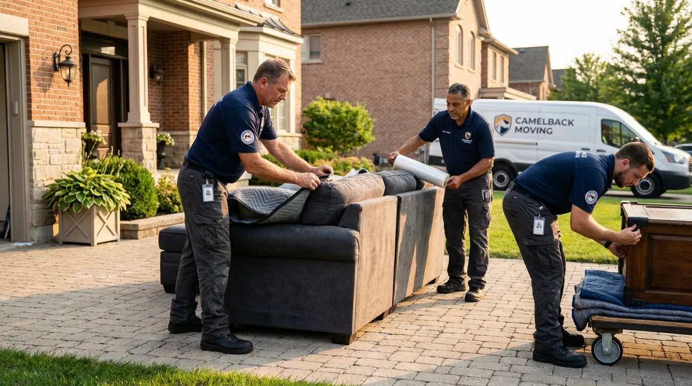 Large estate moving crew wrapping furniture in Choteau, MT